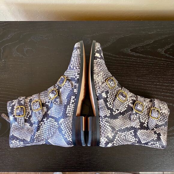 NWB J.Crew Multi-Buckle Boots Snake Leather AE921 - Picture 10 of 12